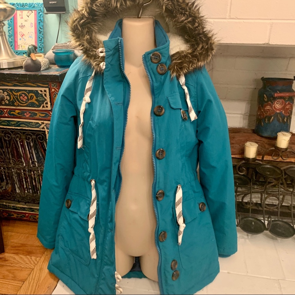 - NWT BELLFIELD TEAL HOODED PARKA JACKET FUR TRIM